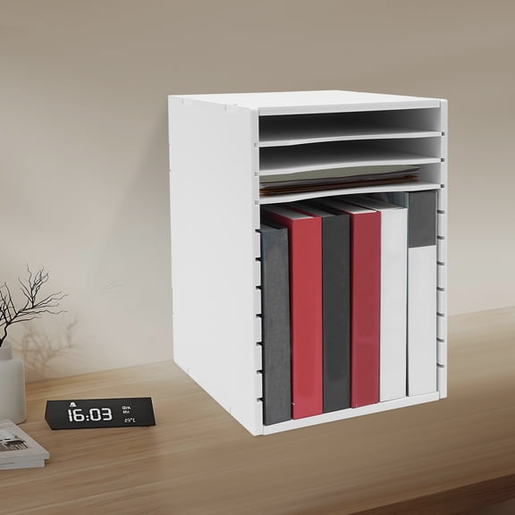 1 PCS White Vertical Desktop Sorter, 11 Compartment, White, Letter-size Shelves, Durable Laminate Finish, Used in Studios, Craft Rooms, Mailrooms, Cubicles and Homes