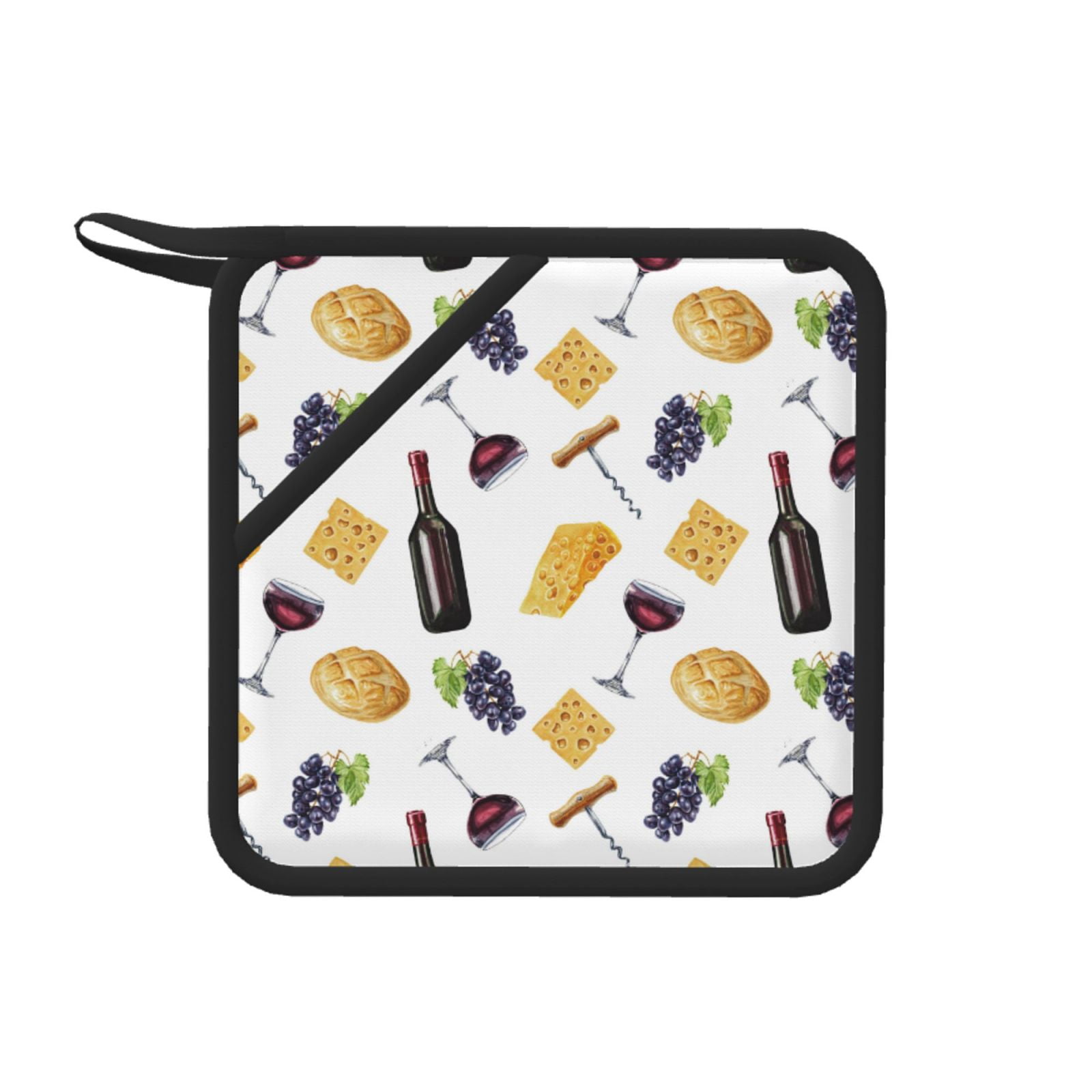 1 PCS Wine Cheese grape Print Pot Holders for Kitchen Heat Resistant