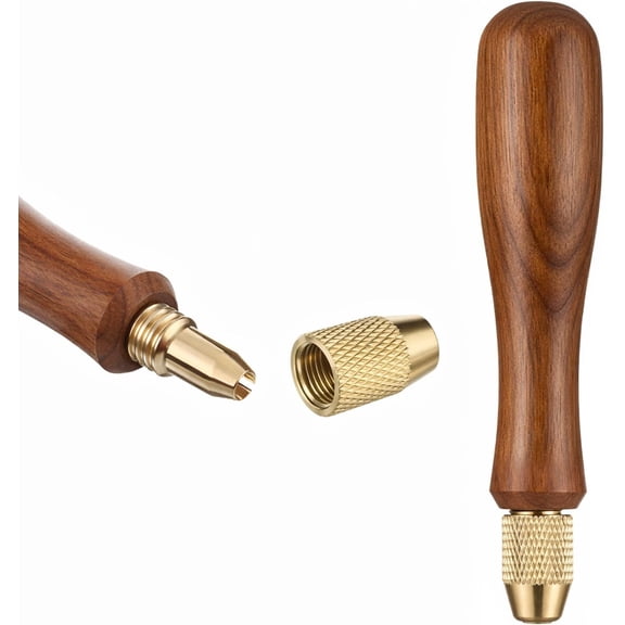1 PCS Wood File Handle, Wooden Handle with Brass Collet Chuck, Solid Wood Handle for Needle Files Diamond File Set, Woodworking Rasp Jewelry Polishing Carving Tool