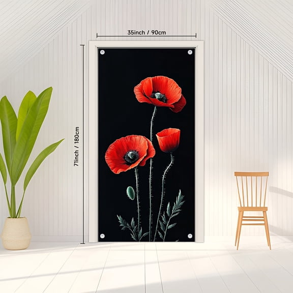 1 PCs Multi-Functional Door Banners with Poppy Pattern-No Electricity Needed, Suitable for Holiday Decorations, Festivals, Seasonal Events and Special Occasions