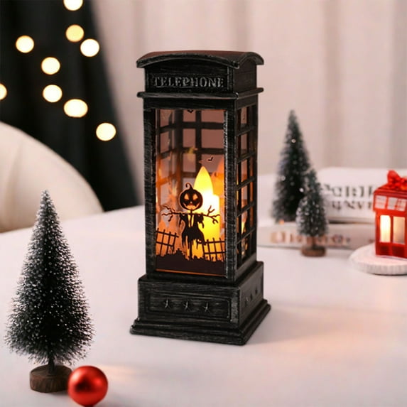 Under $1! PEONAVET Halloween Decorations Indoor, 4.7" Decorative LED Candle Lantern, Gothic Halloween Table Centerpieces for Indoor Outdoor Home Room Door Party Decor