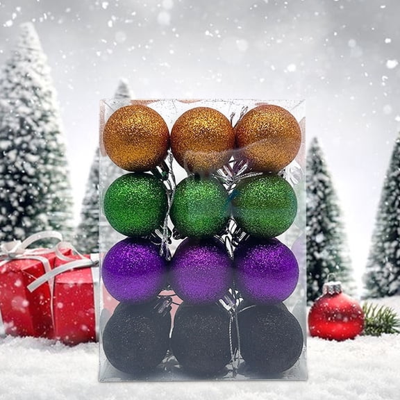 Under $1! PEONAVET Halloween Tree Ornaments 1.57 Inch 24Pcs Plastic Shatterproof Christmas Ball Hanging Glitter Ball Pendant for Christmas Halloween Party Supplies