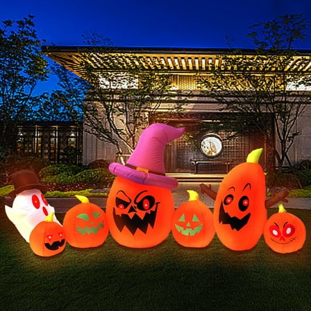 Under $1! PEONAVET Inflatable Halloween Yard Decorations Outdoor Inflatable Pumpkin Decor Blow Up Lighted Pumpkin for Halloween Party, Yard, Garden, Lawn Decorations