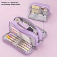thumbnail image 1 of PEONAVET Large Capacity Pencil Pouch Multi-layer Cloth Pencil Case Student Stationery Storage Box Pencil Case Crossborder Pen Container(Purple), 1 of 4