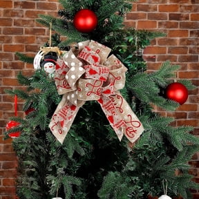 Under $1! PEONAVET Large Christmas Bows 11.8" Red and White Plaid Ribbon Bow for Front Door Glitter Christmas Tree Top Bow for Indoor Outdoor Wall Decoration