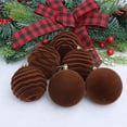 thumbnail image 1 of Under $1! PEONAVET Velvet Christmas Ball 6 Pcs Flocked Christmas Ornaments Set 3.15 Inch Shatterproof Hanging Ball Ornaments for Xmas Tree Party Wedding Decoration(Brown), 1 of 6
