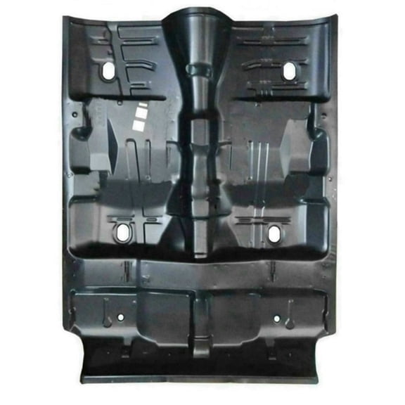 1-PIECE FLOOR PAN FOR 2-DOOR MODELS; EXTENDS UNDER REAR SEAT; MADE OF STEEL