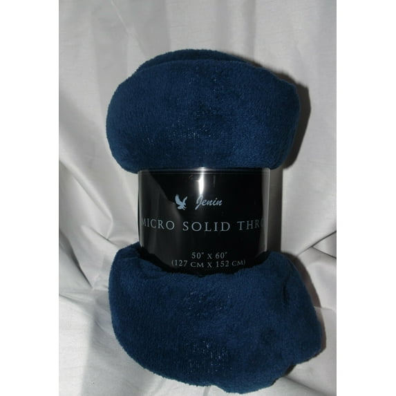 SAMIMPORT-2011 Navy Blue Solid Fleece Throw, 50" x 60"