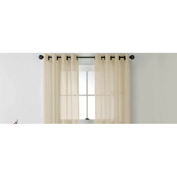 1 PIECE Ruby Ivory Cream Solid Sheer Panels Faux Silk with Grommets Window Curtain Treatment Panel See Thru size 55" Wide x 36" Long (Each)