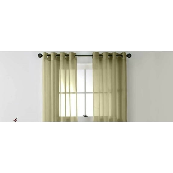 1 PIECE Ruby SAGE GREEN Solid Sheer Panels Faux Silk with Grommets Window Curtain Treatment Panel See Thru size 55" Wide x 36" Long (Each)