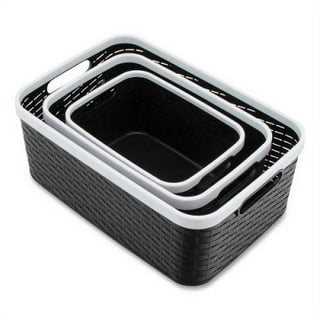 Open Lid Storage Bin, Assorted Sizes, Black/White, 3/Pack Open Lid Storage Bin, Assorted Sizes, Black/White, 3/Pack