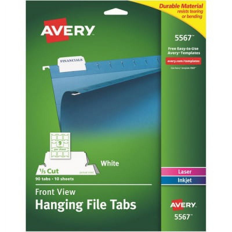 White Tear-Resistant Hanging File Tabs 90-Pack