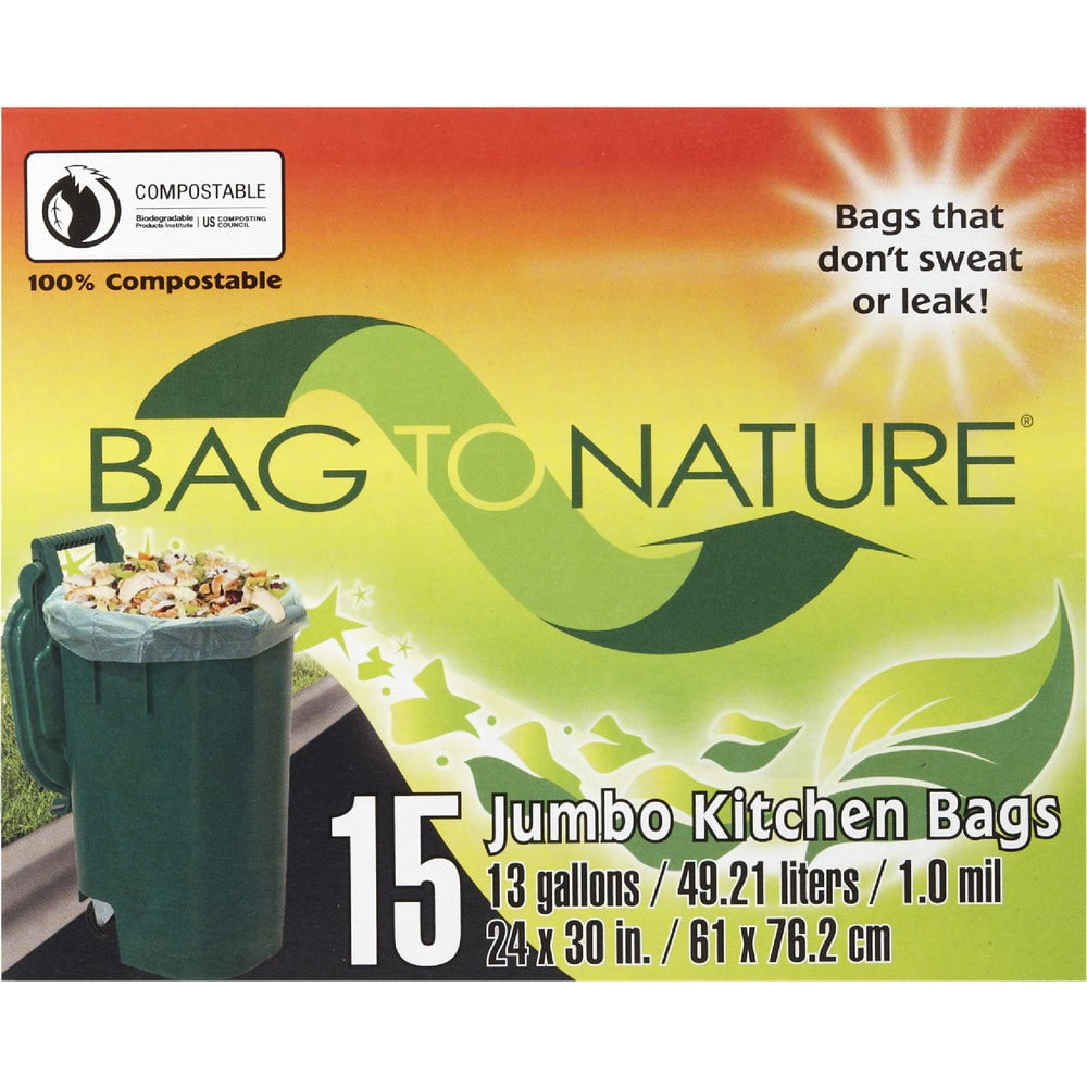 Bag-To-Nature 13 Gallon Green Compostable Trash Bags
