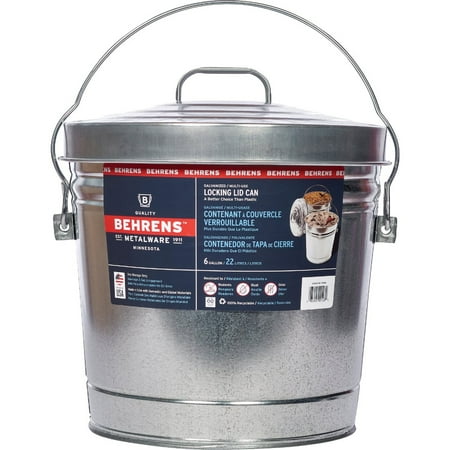 Behrens 6 Gallon Trash Can Galvanized Steel in Silver — Heritage American-Made Outdoor & Workshop Container