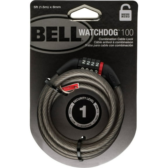 1 PK, Bell Sports Watchdog 5 Ft. x 8mm 4-Digit Preset Combination Bicycle Lock