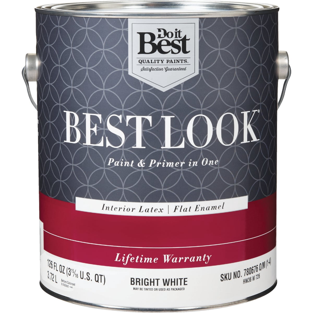 1 Pc Best Look Latex Premium Paint & Primer In One Flat Enamel Interior Wall Paint, Bright White, 1 Gal.