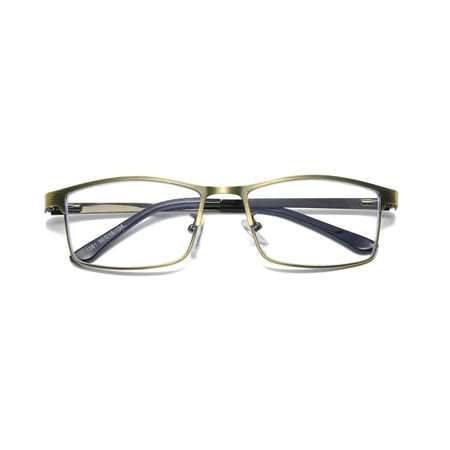 1 PK Brass Metal Frame Mens Reading Glasses Spring Hinge Blue Light Blocking Readers +2.50