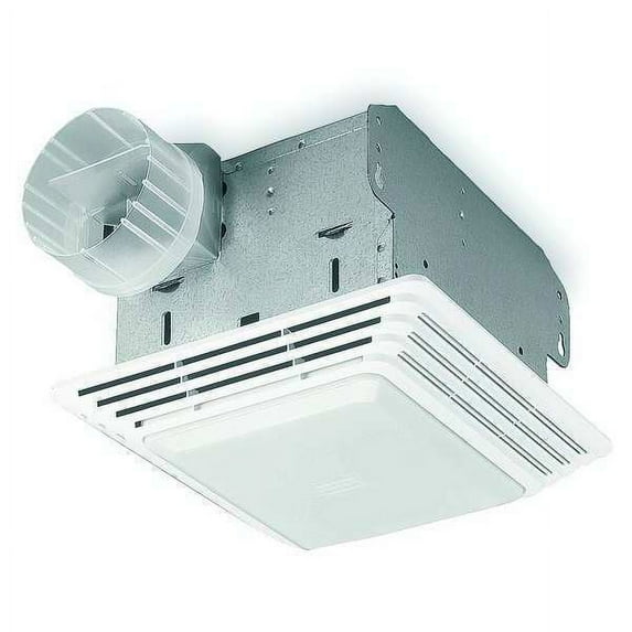 Broan Ceiling Bathroom Fan, 50 cfm cfm, 4 in Duct Dia., 120V AC, Yes