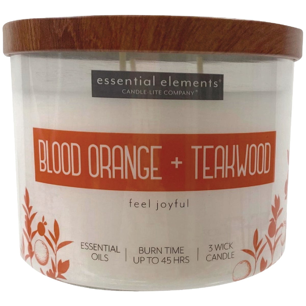 1 PK, Candle-Lite Essential Elements 14.75 Oz. Blood Orange & Teakwood Jar Candle with Lid