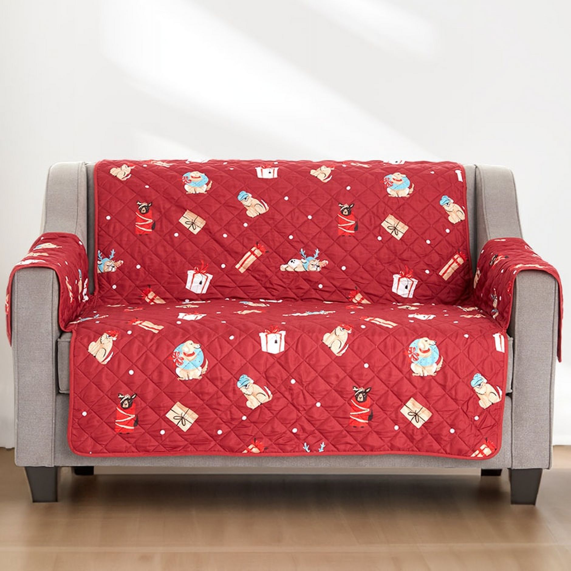 1 PK,Christmas Canine Furniture CoversLoveseat Cover