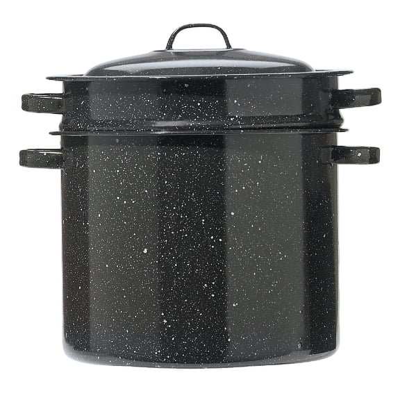 1-pack Cinsa GraniteWare Blancher - Steel, Dishwasher Safe, With Lid - 1 Pack, 7.25 Qt, Black Construction & DIY Use, Standard Hardware Spec