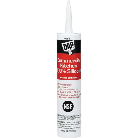 DAP Food Grade Kitchen Silicone Sealant - Durable, White - 1 Pack, 9.8 oz
