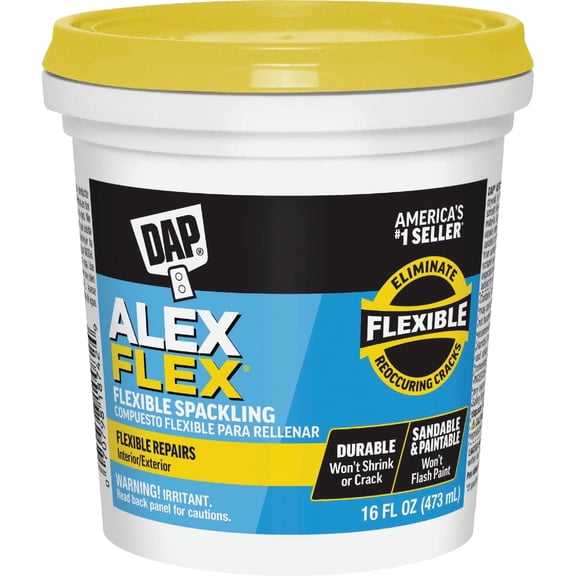 DAP Alex Flex Heavy Duty Acrylic Spackling - Flexible, Interior/Exterior - 1 Pack, 16 oz