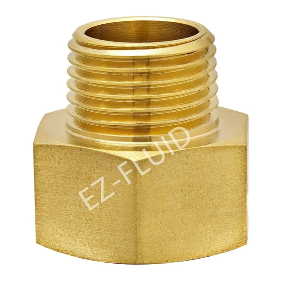 (1-PK) EZ-FLuid 3/4" FHT X 1/2" MIP Male Garden Hose Adapter Connector Coupling,Brass Thread Garden Hose Threaded to Pipe Threaded Adapter Pipe Fitting