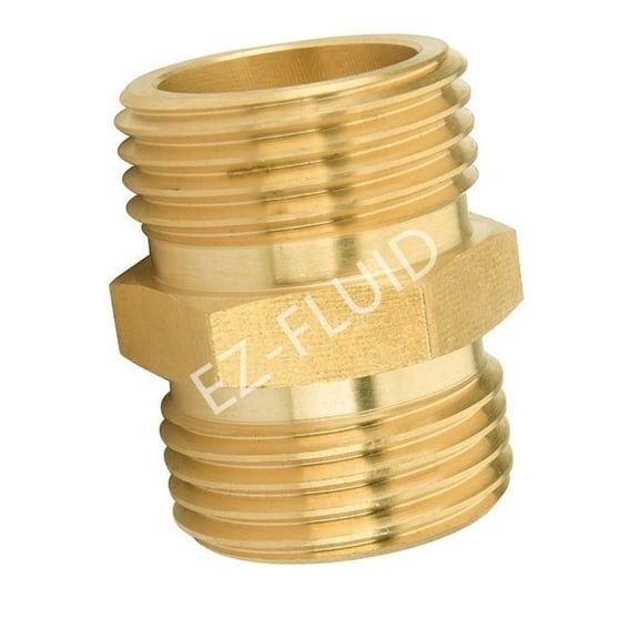 (1-PK) EZ-FLuid 3/4" MHT X 3/4" MHT Male Garden Hose Adapter Connector Coupling,Brass Thread Garden Hose Threaded to Pipe Threaded Adapter Pipe Fitting