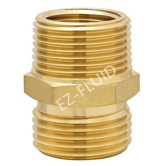 (1-PK) EZ-FLuid 3/4" MHT X 3/4" MIP or 1/2" FIP Male Garden Hose Adapter Connector Coupling,Brass Thread Garden Hose Threaded to Pipe Threaded Adapter Pipe Fitting