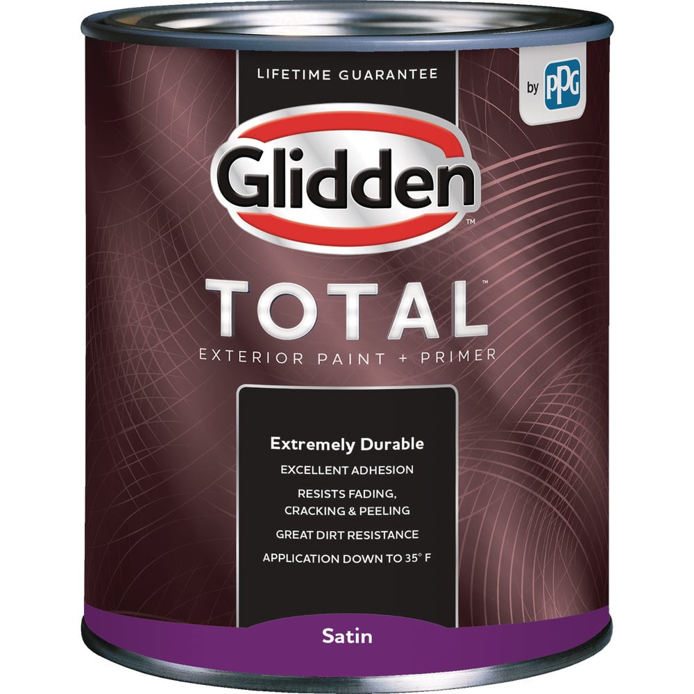 1 PK, Glidden Total Exterior Paint + Primer Satin Ultra Deep Base Quart