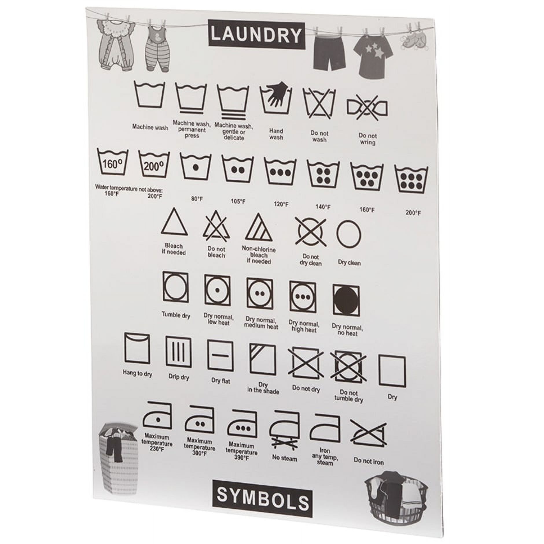 1 PK,Laundry Symbols GuideLaundry Guide