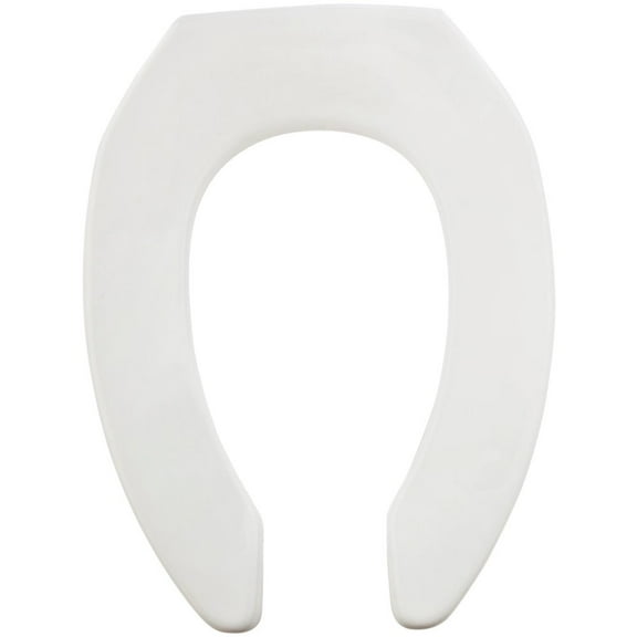 1 PK, Mayfair 1955C-000-Mayfair Commercial STA-TITE Elongated Open Front White Molded Plastic Toilet Seat