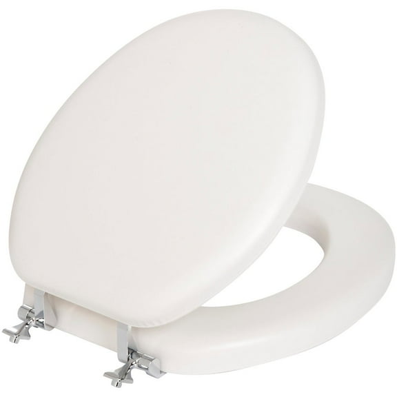 1 PK, Mayfair by Bemis Round Closed Front White Premium Soft Toilet Seat with Chromes Hinges