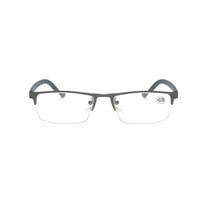 1 PK Men's Blue Light Blocking Reading Glasses - Rectangular Metal Half-Frame - Spring Hinge Readers  0.75