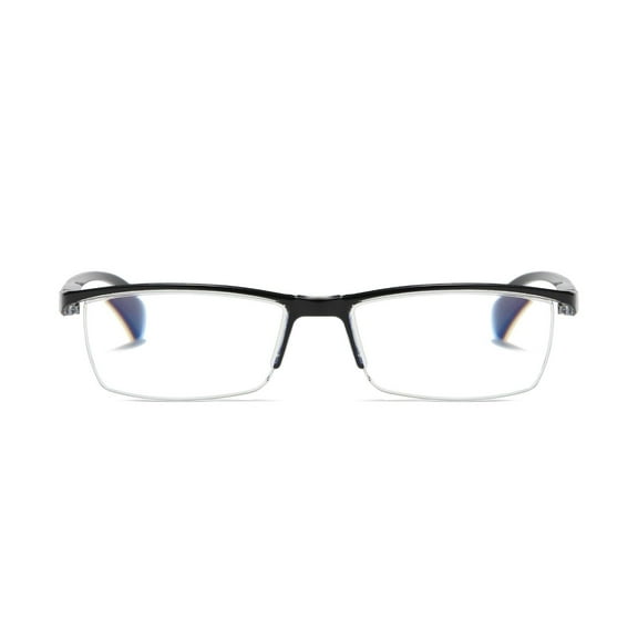 1 PK Mens Reading Glasses Readers - Rectangular Half-Frame - Lightweight & Spring Hinge - Block Harmful Blue Light +0.75