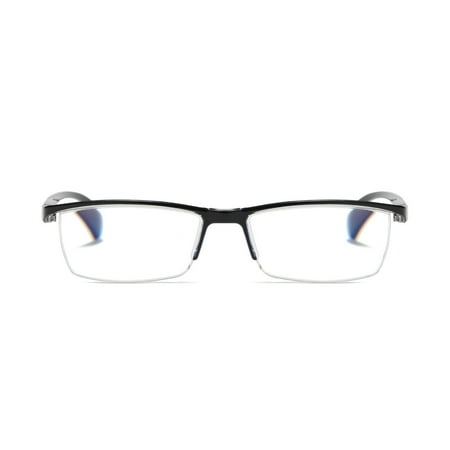 1 PK Mens Reading Glasses Readers - Rectangular Half-Frame - Lightweight & Spring Hinge - Block Harmful Blue Light +2.50