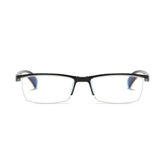 1 PK Mens Reading Glasses Readers - Rectangular Half-Frame - Lightweight & Spring Hinge - Block Harmful Blue Light +2.50