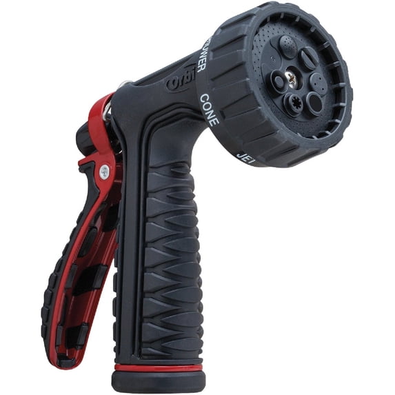 1 PK, Orbit 56920-Orbit Pro Flo 7-Pattern Rear Trigger Nozzle, Red & Black
