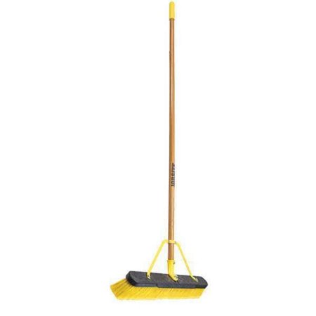 1 PK Quickie 24 in Sweep Face Push Broom, Soft/Stiff Combination, Synthetic, Yellow, 58 in L Handle