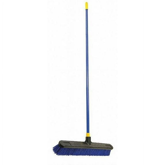 1 PK Quickie 24 in Sweep Face Push Broom, Stiff, Synthetic, Blue, 60 in L Handle