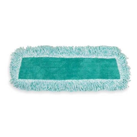 1 PK Rubbermaid 18 in L Dust Mop, Hook-and-Loop Connection, Fringe End, Green, Microfiber, FGQ40820GR00