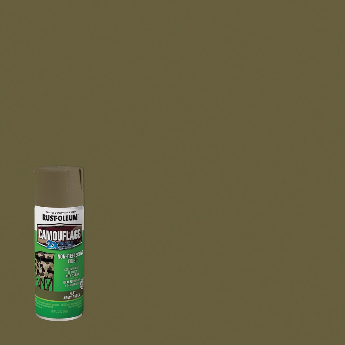 1 PK, RustOleum Camouflage 2X Ultra Cover 12 Oz. Flat Spray Paint