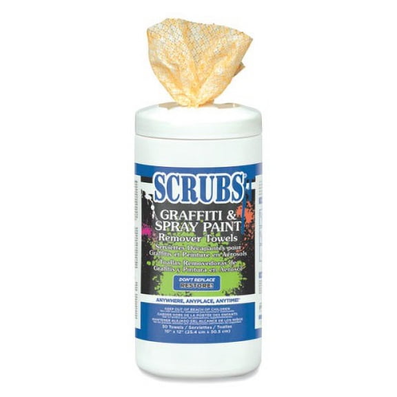 1 piece SCRUBS Graffiti/Spray Paint Remover Towels - Towel - 30 / Tub - 6 / Carton - White