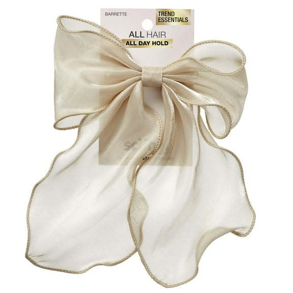 1-PK SHEER BOW BARRETTE CHAMPAIGNE