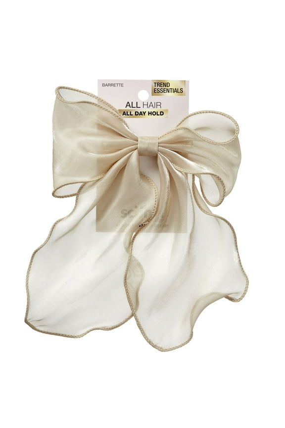1-PK SHEER BOW BARRETTE CHAMPAIGNE