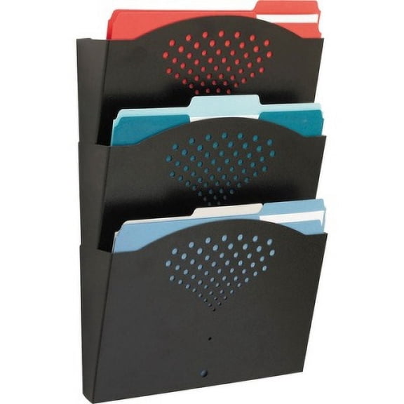 1 PK,Safco Triple Letter-Size Steel Wall Pockets (3172BL)