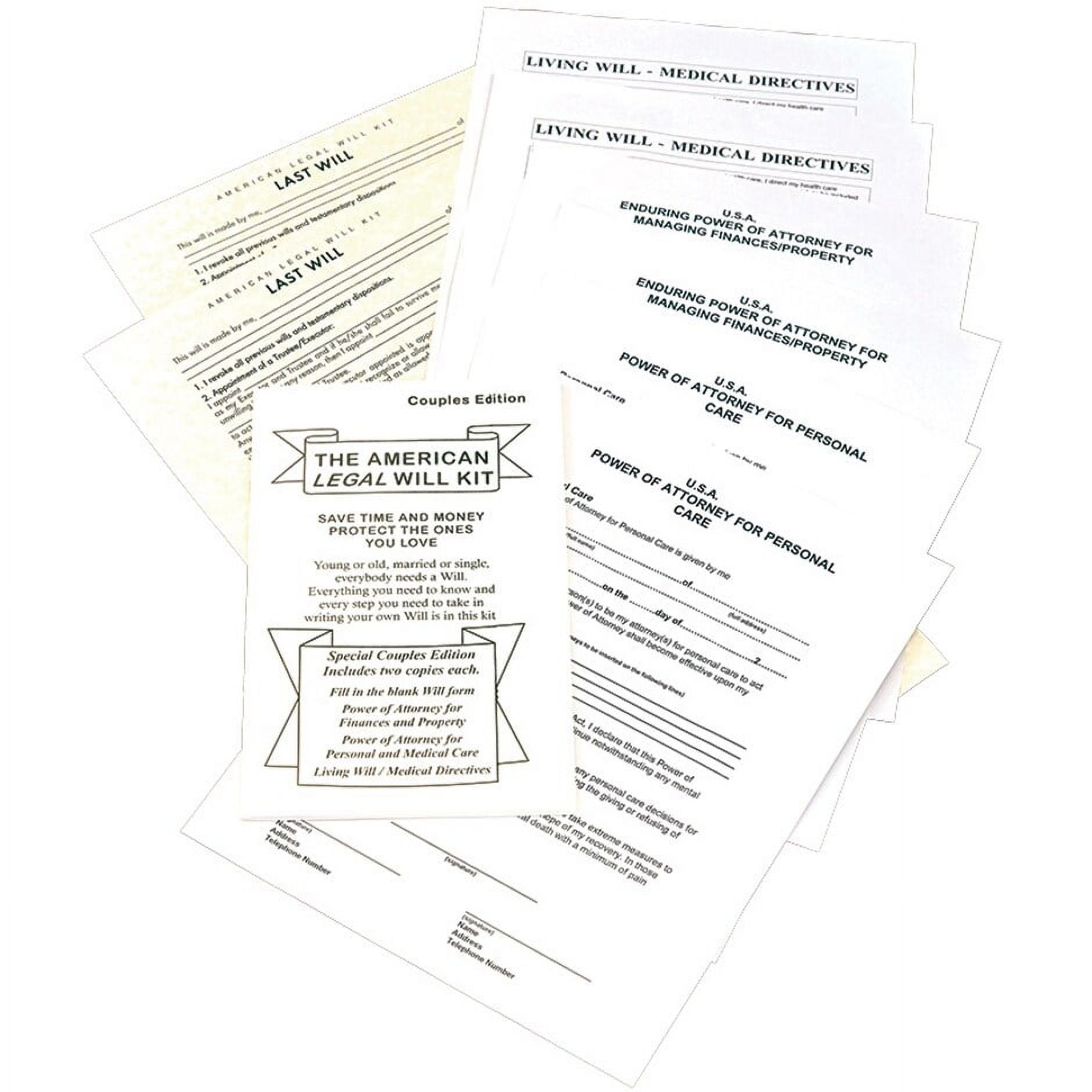 1 PK,The American Legal Will KitsCouples Will Kit