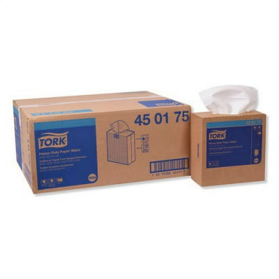 1 PK,Tork Heavy-Duty Paper Wiper, 1-Ply, 9.25 x 16.25, Unscented, White, 90 Wipes/Box, 10 Boxes/Carton (450175)