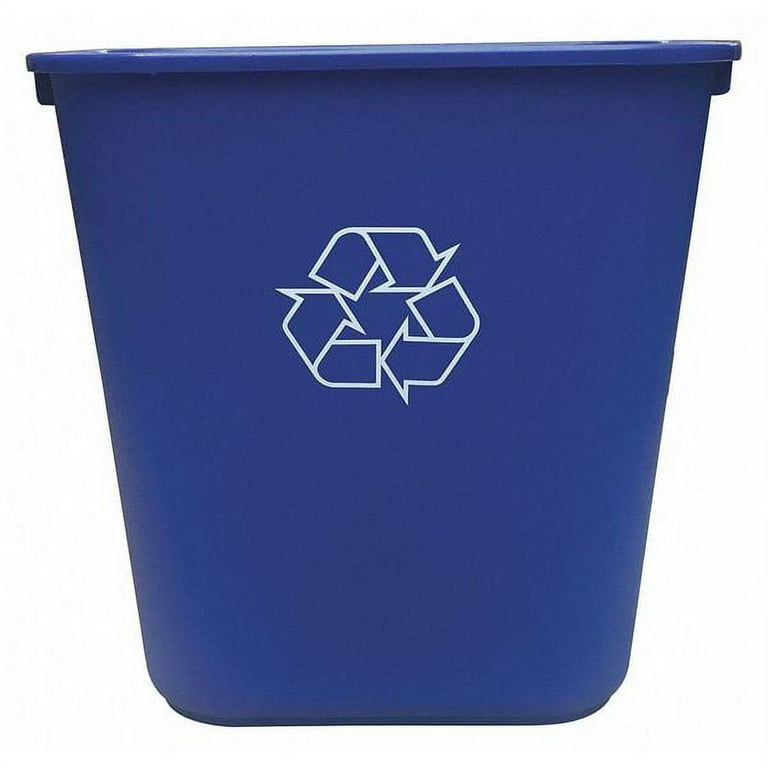 1 PK ToughGuy 10 gal Rectangular Desk Recycling Container, Open 